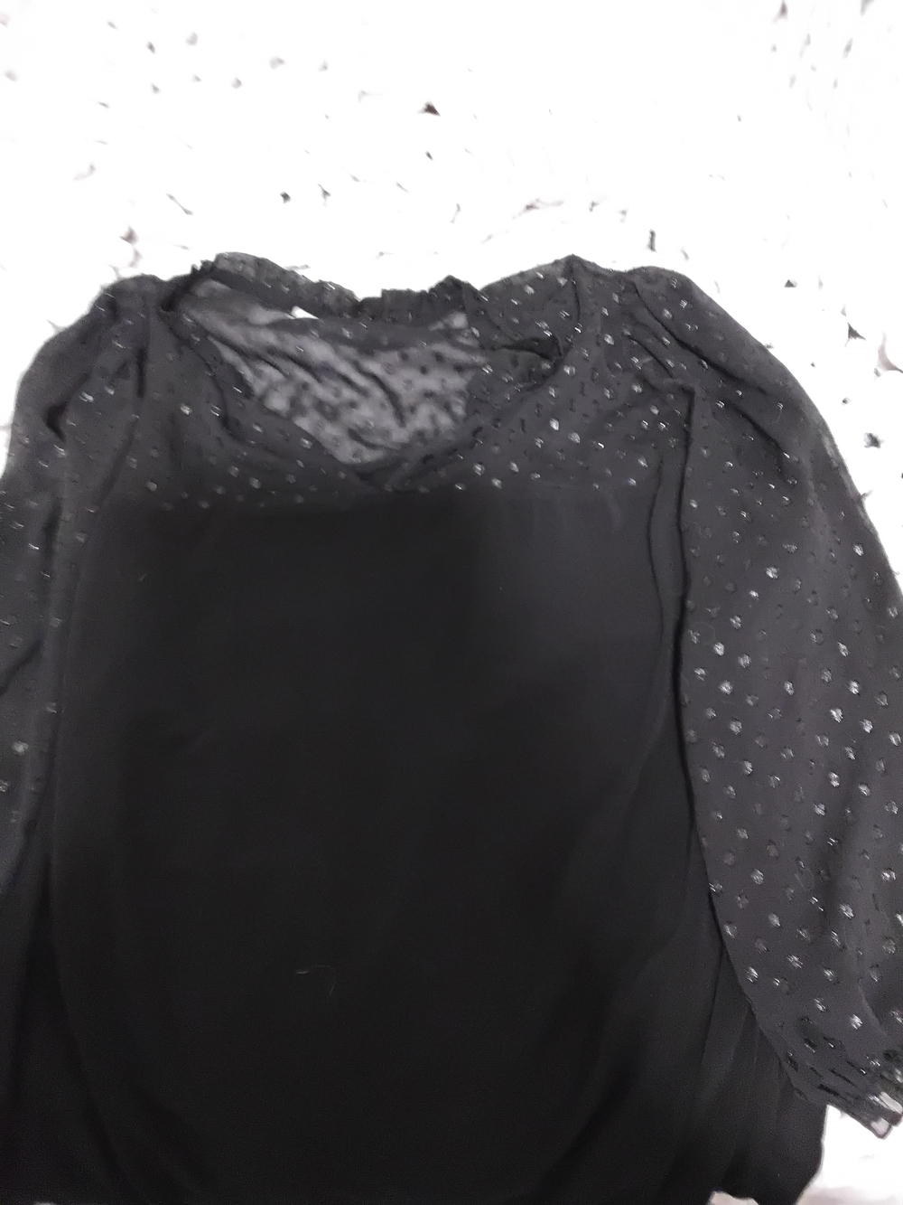 Black Sheer Sleeve Blouse with Sparkle Dots